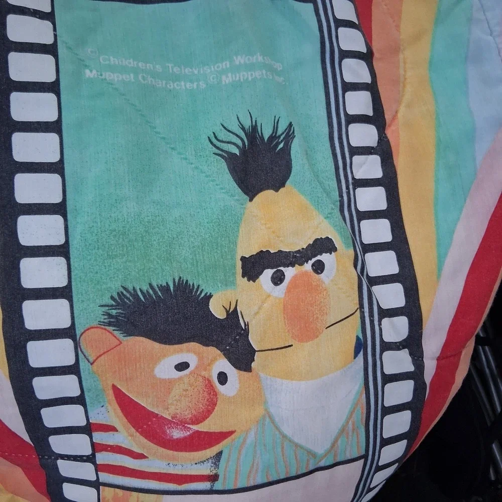 Rare Vintage 70s 80s Sesame Street Muppets Rainbow Twin Comforter Super...